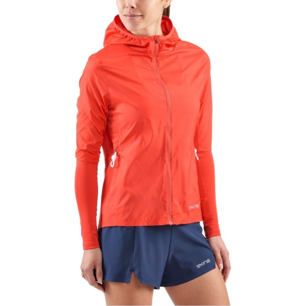 Skins Women Gylle Engineered Hooded Lightweight Wind Breaker Jacket Coral Red XS - Picture 14 of 15